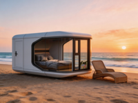 Casa Cápsula Inteligente Prefabricada, Contenedor Modular Desmontable Portátil E3 Moderno de 20 pies/40 pies, Cabañas Tipo Pod para Hotel, Parque o Exteriores