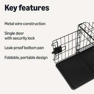 Gabbia per Cani Pieghevole in Metallo Resistente con Vassoio, Porta Singola, 18 <span class=keywords><strong>x</strong></span> 12,4 <span class=keywords><strong>x</strong></span> 15 Pollici, Nera - Product Image 2