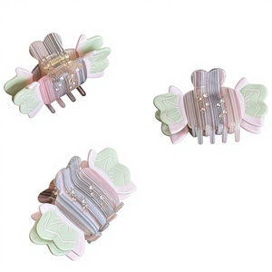Pince à cheveux en acétate haut de gamme pour fille, motif cœur et bonbons, polyvalente, type pince requin, accessoire capillaire, cadeau - Product Image 2