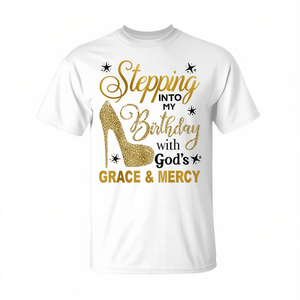 T-shirt promotionnel « Entrer dans l'anniversaire avec la grâce et la miséricorde de Dieu » - Product Image 3