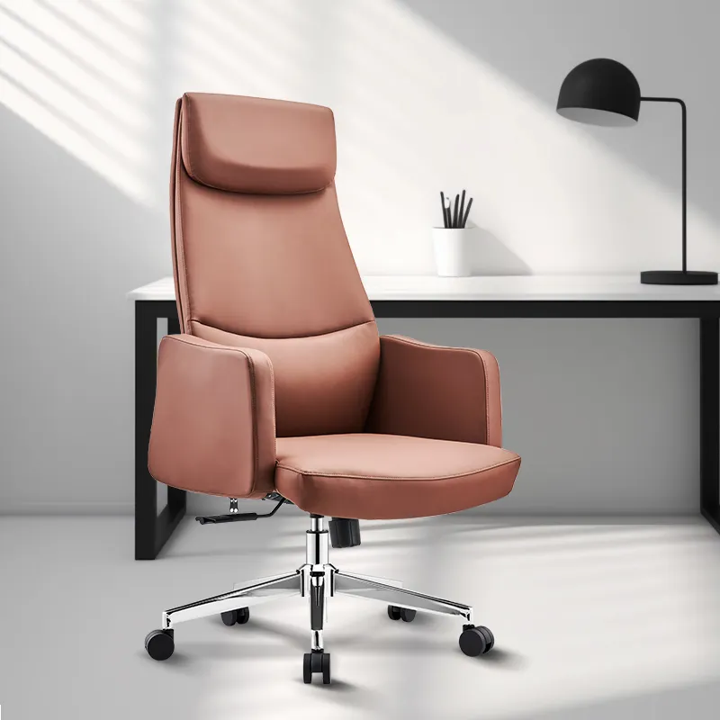 Hoge Kwaliteit Manager Draaibare Kantoorstoelen Luxe Executive Bruin Pu Lederen Bureaustoel