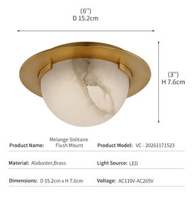 Plafonnier rond en albâtre, luminaire de luxe pour hall d'hôtel, décoration en pierre en forme d'anneau, dôme, luminaire en pierre, solitaire, encastré - Product Image 4