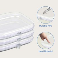 Étui rigide en plastique transparent avec double fermeture éclair, pochette rigide portable, organiseur de voyage pour le rangement des jouets