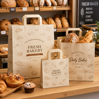 Fabricante de Bolsas de Papel Personalizadas Clásicas con Asa Plana OEM, Bolsa de Compras de Papel Kraft Blanca y Marrón para Restaurante, Pizza, Ensaladas