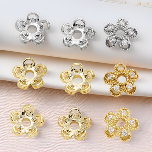 <b>Flower</b> Shape Gold Plated Bead Setting 7.5mm For <b>Bracelet</b> Making Jewelry Findings - Product Image 3