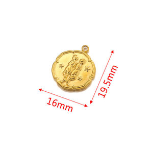 Colgante de Oro de 18K con Signo Zodiacal en PVD |   Medallón de las 12 Constelaciones para la Creación de Joyería DIY |   Impermeable, Hipoalergénico y Resistente a la Decoloración - Product Image 6