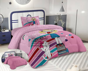 Personalized Kids Bedcover 3Pcs Twin Size <strong>Quilt</strong> Set Cartoon Printed Reversible Zipper Closure - Product Image 5