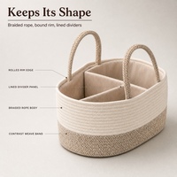 Panier de rangement pliable en corde de coton tressée pour étagère et placard domestique, design gain de place