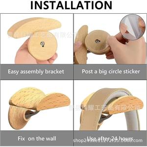 Soporte de pared de madera para auriculares, mini soporte para auriculares supraaurales, diseño creativo - Product Image 4