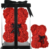 Cadeaux pour la fête des mères, petite amie, maman, anniversaire, femmes, rose en PE, fleur en peluche, cadeau de la Saint-Valentin, cadeau d'anniversaire avec boîte, 25 cm