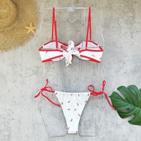 Mini bikini rétro imprimé TW, haut tube à bretelles, taille basse, dos nu sexy, micro bikini, nouvelle collection 2025, ensemble deux pièces, string pour femmes