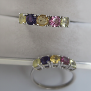 Bague en pierre précieuse à la mode en argent sterling avec placage au rhodium de forme géométrique - Product Image 1