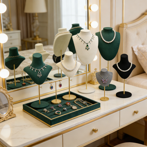 Expositor de Joyería de Terciopelo de Alta Calidad con Soporte Metálico para Collares, Colgantes y Pendientes - Product Image 3