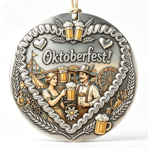 Badge circulaire en alliage de zinc plaqué argent pour l'Oktoberfest avec motif en relief, décoration traditionnelle pour les fêtes, cadeau - Product Image 4