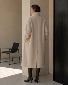 Manteau long élégant en laine brossée pour <span class=keywords><strong>femme</strong></span>, manteau d'hiver doux - Product Image 2