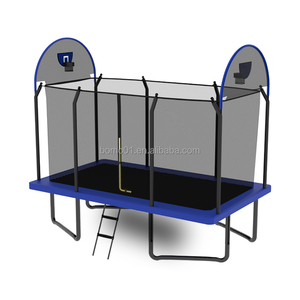 Zoshine Eco-friendly 10x14FT Rectangular Outdoor Home Trampoline Polygonal Safety Net Reversible With Double Basketball <strong>Hoops</strong> - Product Image 3