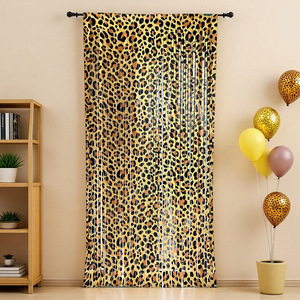 Toile de fond pour photomaton à imprimé léopard pour décoration de fête sur le thème de la nature sauvage, rideau fluide avec franges de 1m x 2m - Product Image 1