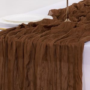 <span class=keywords><strong>Runner</strong></span> da tavola in garza di cotone marrone caffè, stile rustico boho, per Pasqua, Primavera, Baby Shower, 120 pollici (10 piedi) - Product Image 3