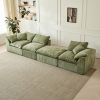 Canapé-lit modulaire en tissu chenille de 109 pouces, en forme de L, 3 places, avec assise profonde surdimensionnée, garni d'éponge, ottoman modulaire, vert