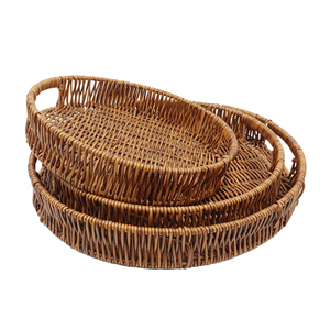 Cesta de Almacenamiento Circular de Bambú y Ratán, Hecha a Mano, Ecológica, Duradera, para Frutas, Pan, Flores, Diseño Multifuncional para Uso Doméstico - Product Image 4