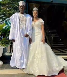 2023 Aanpassen Zeemeermin Trouwjurken Kralen Lovertjes Off Shoulder Bruidsjurken Sweep Trein Afrikaanse Zeemeermin Trouwjurk - Product Image 4