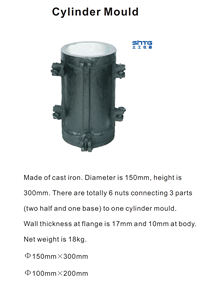 Moule pour cylindre en béton, moule pour module élastique du béton, moule pour béton, essai de résistance, <span class=keywords><strong>cube</strong></span> d'essai en plastique, métal, fer - Product Image 5