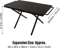 Table de camping pliante en alliage d'acier et bois de hêtre, rectangulaire, portable, pour l'extérieur, avec tube latéral suspendu, robuste et légère