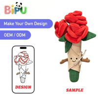 Peluche Rose Rouge Personnalisée Remplie de Coton PP, Décoration Végétale en Polaire, Services OEM ODM