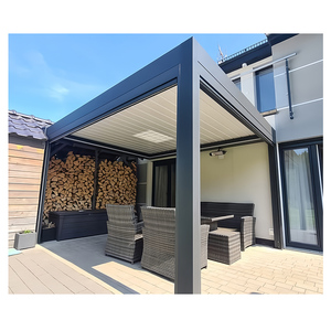 Usine Aluminium <span class=keywords><strong>Louvre</strong></span> Toit Pergola LED Gazebo Étanche Décoration Extérieure Rongeur Preuve Caractéristique À La Mode Nouveau Modèle - Product Image 3
