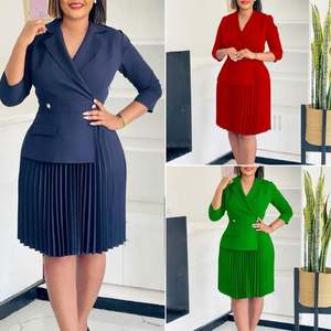 Новые стильные повседневные платья больших размеров для женщин из Европы, Америки и Африки, модные выпускные платья, плиссированное платье с рукавом до локтя - Product Image 3