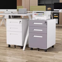 Meuble de rangement mobile en acier sous bureau avec 3 tiroirs