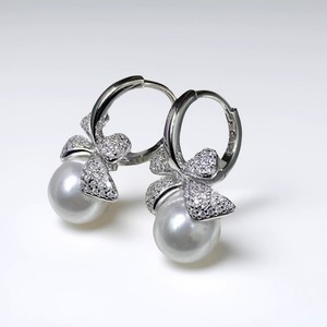 22469DIY S925 Soporte Hueco para Pendientes de Oreja Blanco con Perla Redonda de 9-11mm, Accesorio para Pendientes de Perla Ocultos para Mujer - Product Image 1