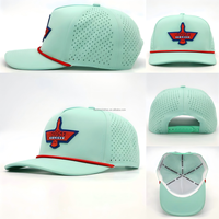 Gorra de Béisbol Impermeable de PVC con Logotipo Personalizado OEM de 5 Paneles, Gorras Perforadas con Corte Láser, Gorras Deportivas de Alto Rendimiento, Gorras de Golf con Cuerda