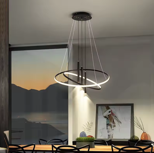 Illuminazione dello zelo Design moderno semplice <span class=keywords><strong>lampadari</strong></span> a cerchio pendente anello chiaro nero <span class=keywords><strong>con</strong></span> faretto - Product Image 2