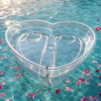 Kayak transparent personnalisé avec logo en forme de cœur, bateau à pagaies transparent pour couples, idéal pour les lacs, les stations balnéaires, la tourisme et la vente en gros de sports nautiques