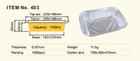 Barquette jetable en aluminium pour repas standard en avion, article 403, 1100 ml, résistante à la chaleur, pour plats pré-cuits en vol