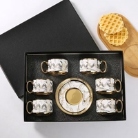 Nouvel ensemble de table basse en céramique de style européen, luxe moderne, ensemble promotionnel de 6 tasses et soucoupes