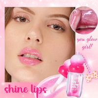 Aceite Labial al por Mayor, Brillo Hidratante con Color, Transparente, Cuidado Labial, Cabezal de Brocha Grande, Brillo con Purpurina, Producto de Maquillaje Nutritivo para Labios