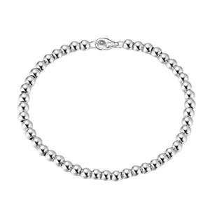 Braccialetto di perline tondo personalizzato 4mm in vero argento Sterling 925 tenero e lucido per donna uomo - Product Image 1