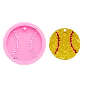 S716 molde de silicone para chaveiro, formas para artesanato com resina e softball, faça você mesmo