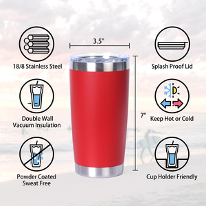 Gobelet isotherme en acier inoxydable de 20 oz en vrac avec couvercle, gobelet de voyage à double paroi, tasse à café durable avec revêtement en poudre - Product Image 4