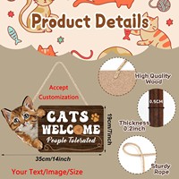 Panneau de bienvenue de chat drôle personnalisé, plaque de décoration murale en bois suspendue décorative famille inappropriée pour la décoration intérieure chat amoureux des animaux de compagnie