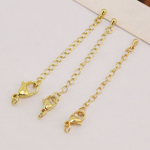18K Gold Plated Brass <strong>Jewelry</strong> Making Findings Set 5cm Extension Chains with <strong>Lobster</strong> Clasps Necklace &amp; Bracelet Tail Extender - Product Image 1
