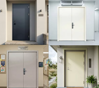 Porte coupe-feu en acier à double battant certifiée UL, couleur personnalisée, équipée d'une barre anti-panique d'urgence pour bâtiments commerciaux