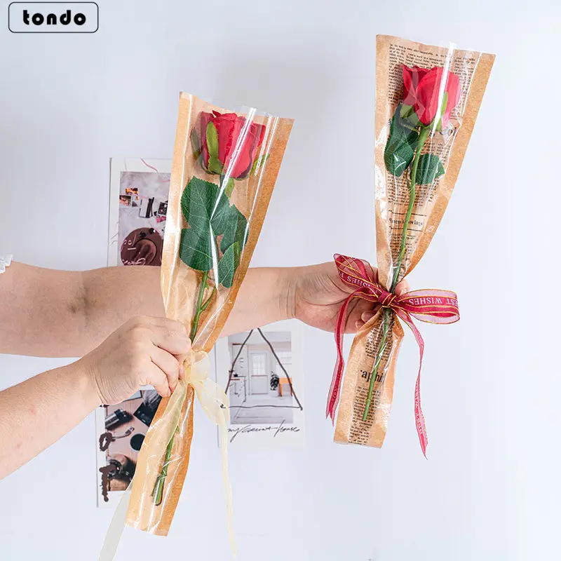 Tondo Großhandel Blumen taschen Kraft wasserdichte Blumen verpackungs hülle für Blumen verpackung