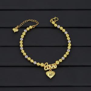 Jxx Bead Chain 24K Gold Plated Bracelet Love Letter Pendant - Product Image 1