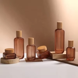 Bouteilles et pots cosmétiques bruns pour crème visage avec pompe pulvérisatrice, contenant en plastique, couvercle en plastique 30g/50g 30ml/50ml - Product Image 2