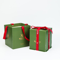 Boîte cadeau de luxe pour gâteau avec ruban, logo personnalisé estampé à chaud, carton de qualité alimentaire pour célébration de mariage