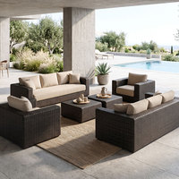 Ensemble de canapés d'extérieur YORLLA en rotin PE de luxe, aluminium, éponge haute résilience, meubles de patio en osier