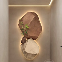 Peinture décorative murale sans cadre en grès style Wabi-Sabi, motif Pierre Porteuse de Bonne Fortune, abstraite haut de gamme, pour entrée, couloir et extrémité de couloir